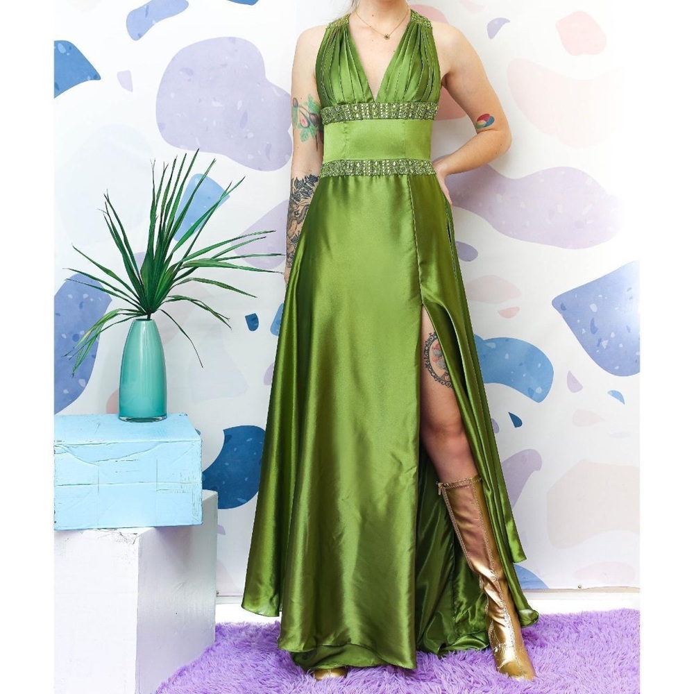 Jovani Y2K Green Satin Prom Dress